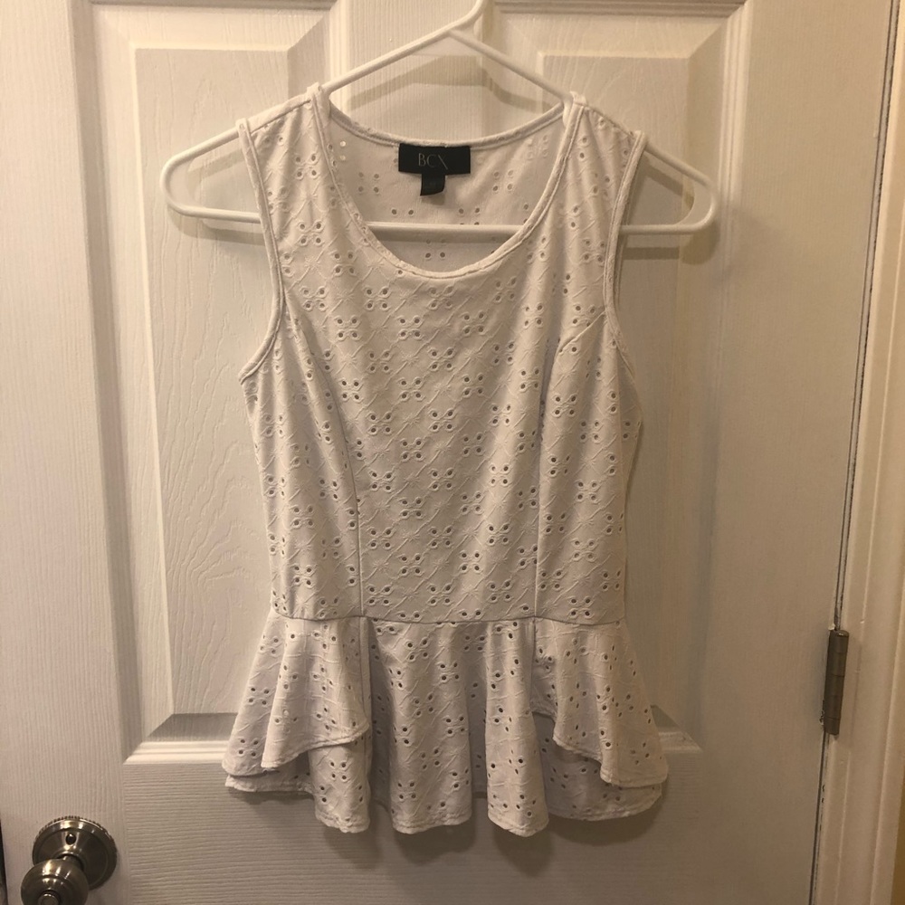 White peplum top
